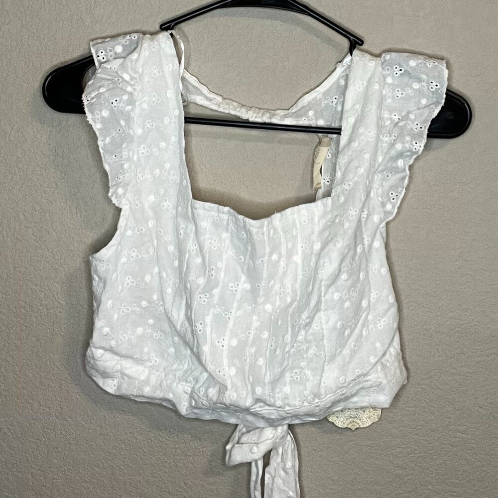 Altar'd State White Crop Open Back With Tie